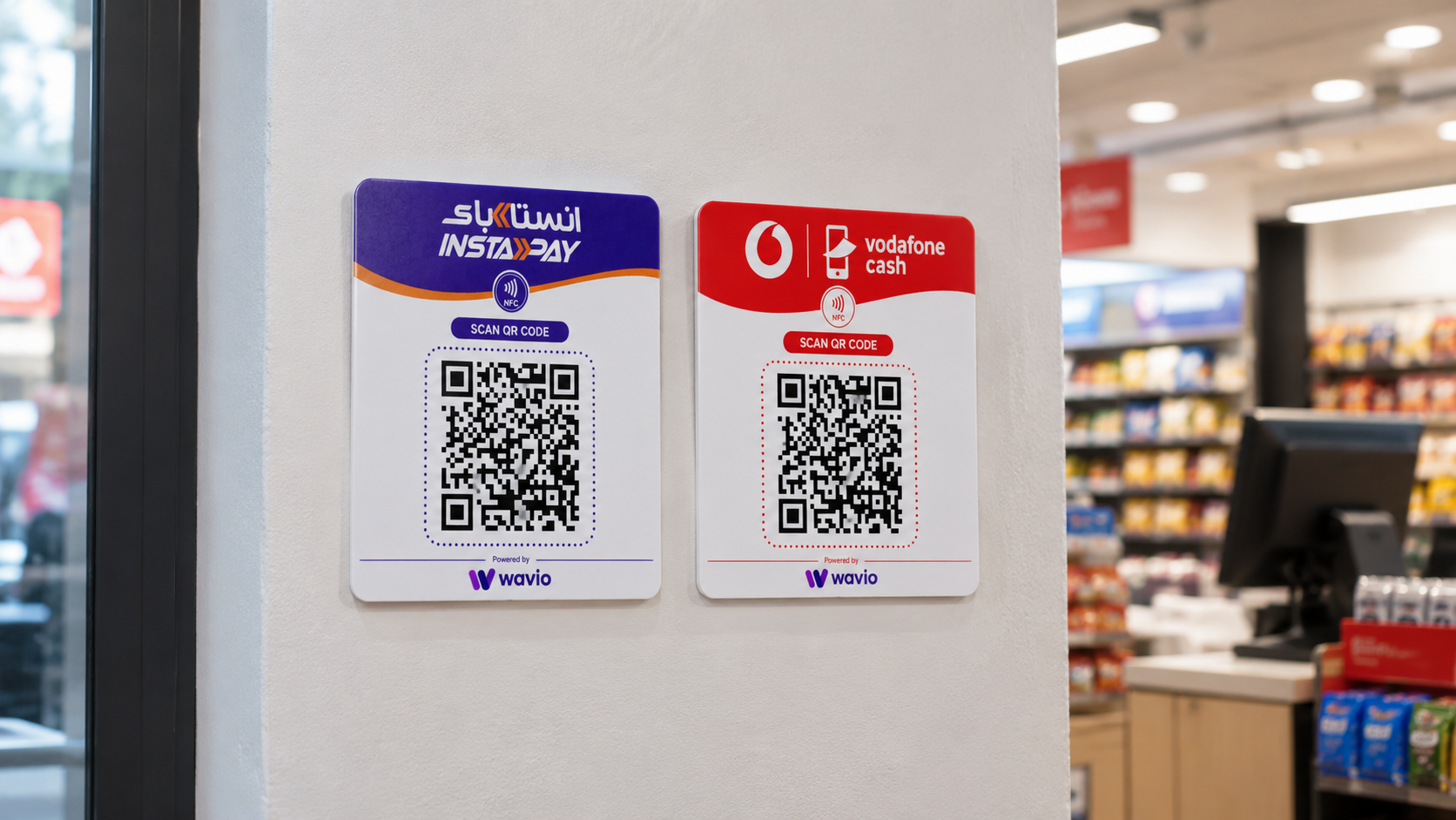 Wavio Instant Contactless Payment Stand for Egyptian Stores